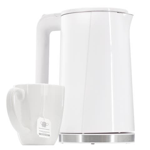 1.8 Quart Stainless Steel Electric Tea Kettle in White