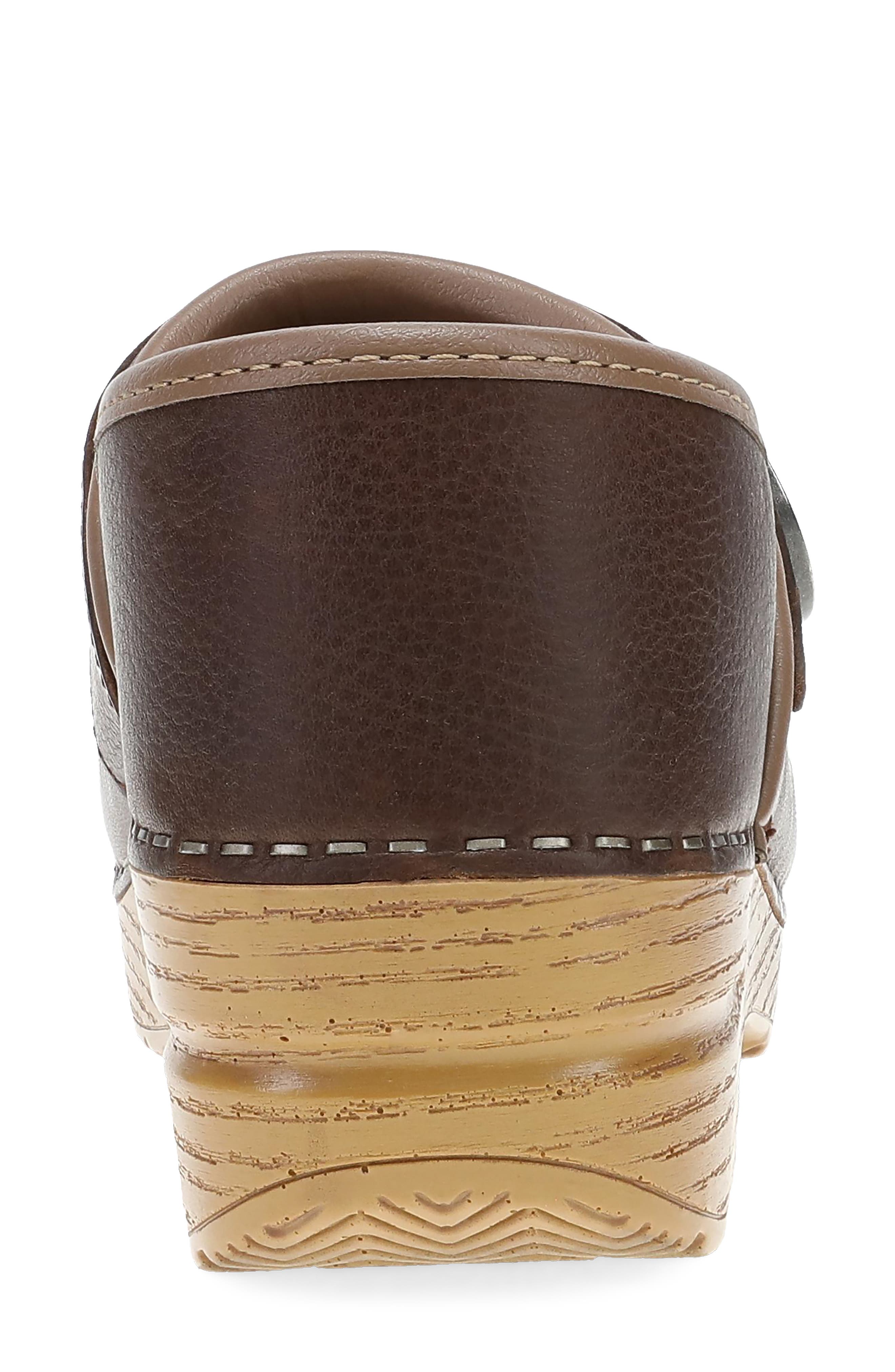 Professional Button Leather Clog, Alternate, color, CHOCOLATE