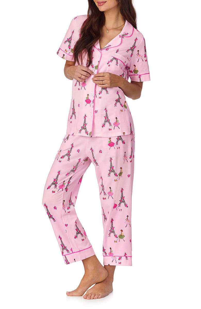 BedHead Pajamas Print Crop Stretch Jersey Pajamas, Alternate, color, Tres Chic