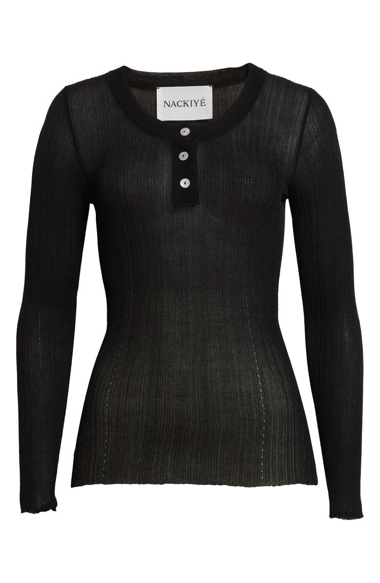 NACKIYÈ Keep Close Cotton & Silk Rib Henley, Alternate, color, 