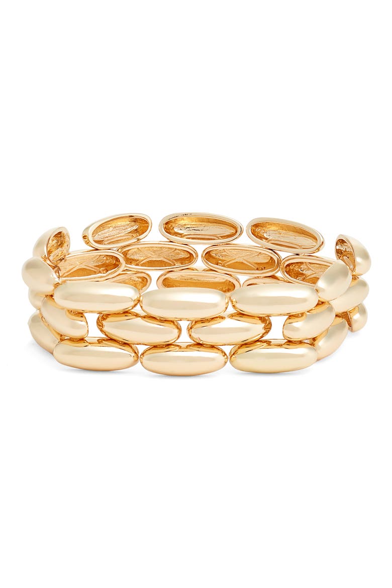 Pebble Link Wide Stretch Bracelet, Main, color, GOLD