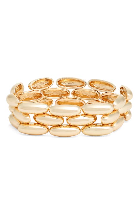 Pebble Link Wide Stretch Bracelet