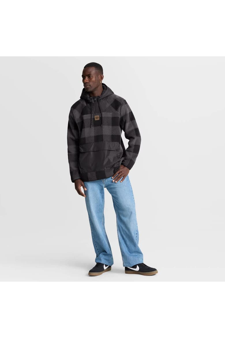 Men's Fanatics Black San Francisco 49ers Elements Plaid Polar Fleece Quarter-Zip Hoodie, Alternate, color, Black