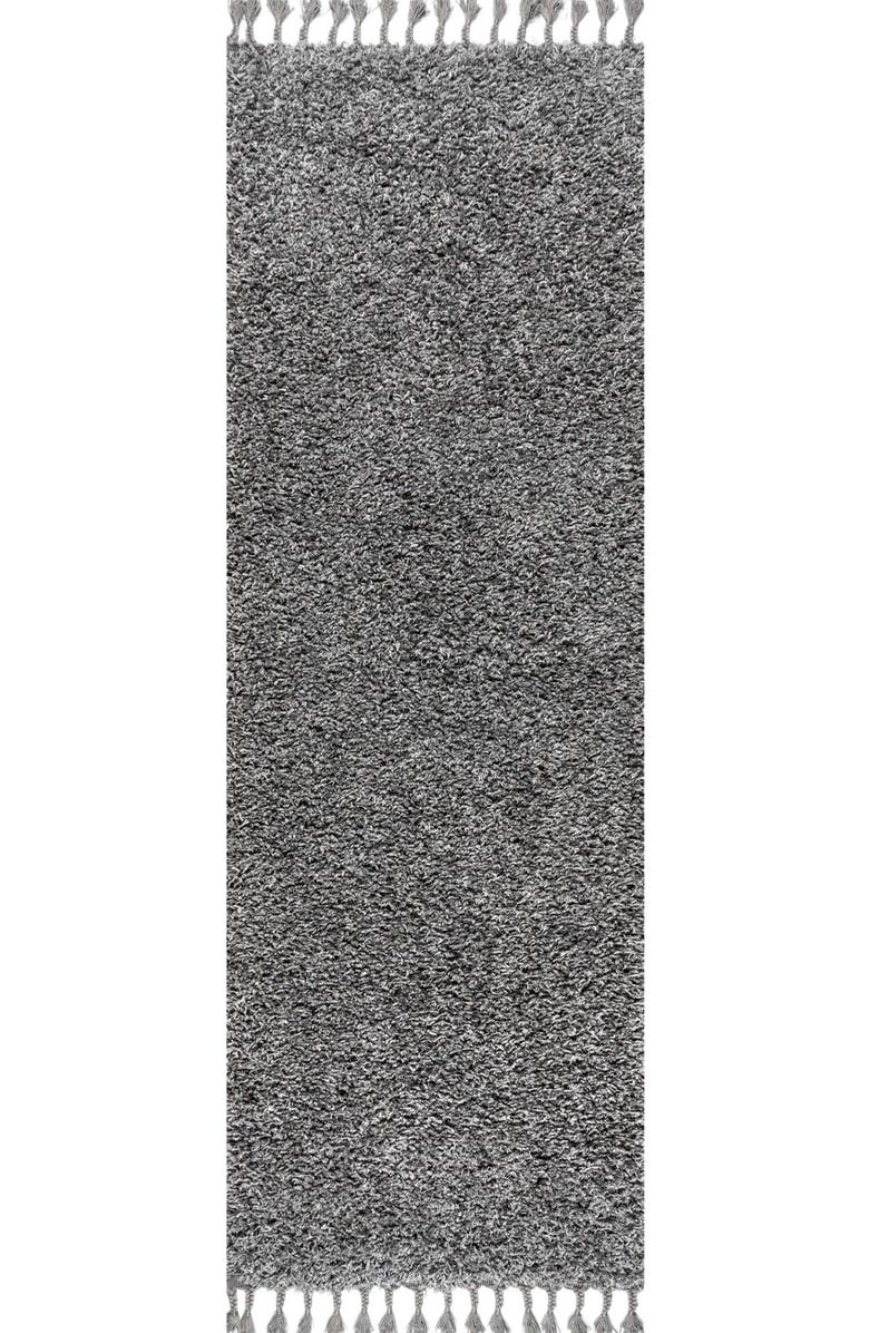 JONATHAN Y Mercer Shag Plush Tassel Area Rug, Main, color, Charcoal