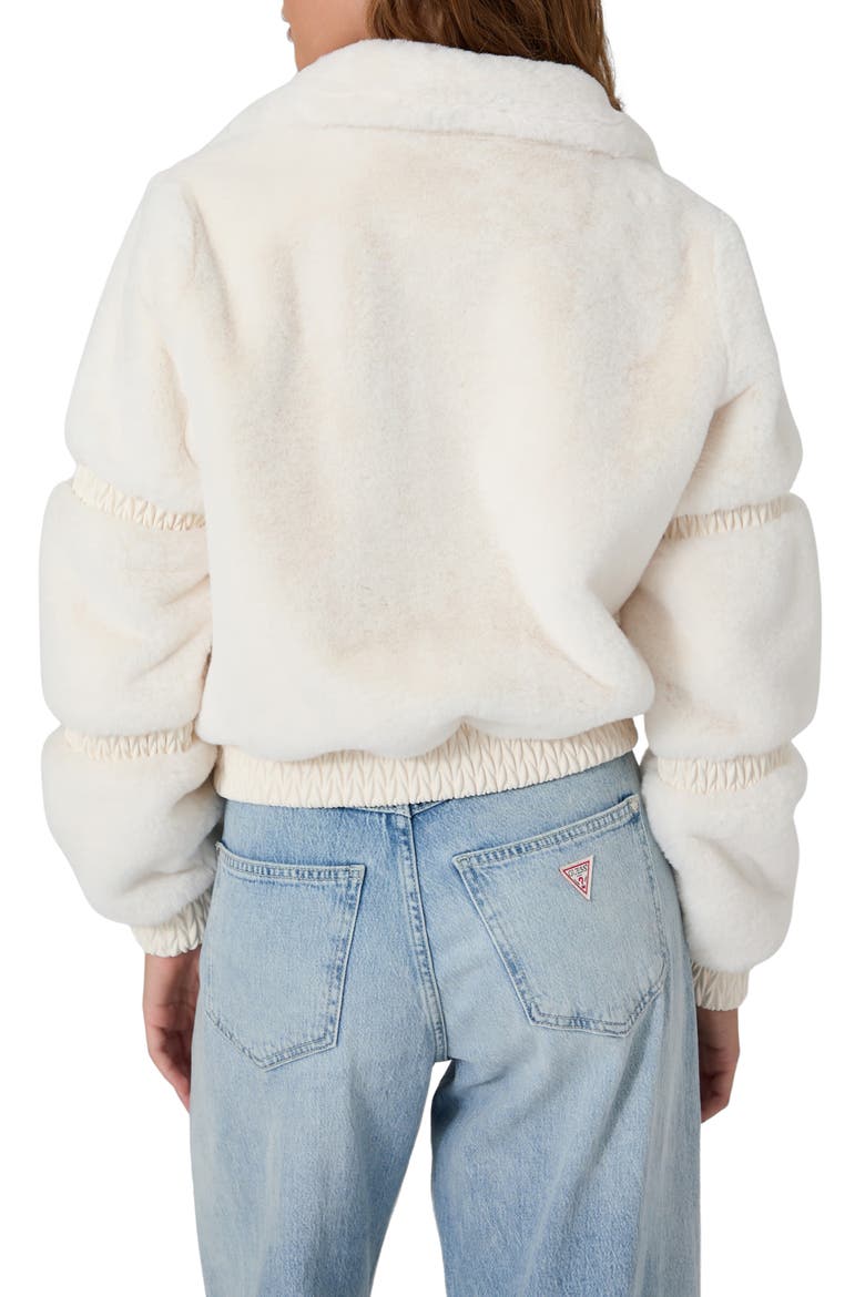 Carla Faux Fur High Neck Jacket, Alternate, color, CREAM WHITE