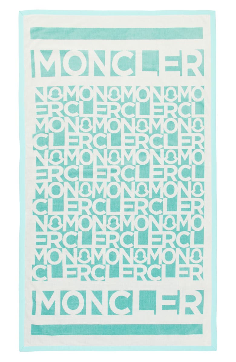 Moncler Tema 3 Allover Logo Beach Towel, Main, color, 