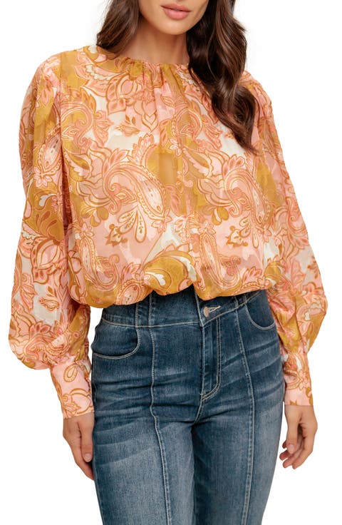 Print Jacquard Long Sleeve Top