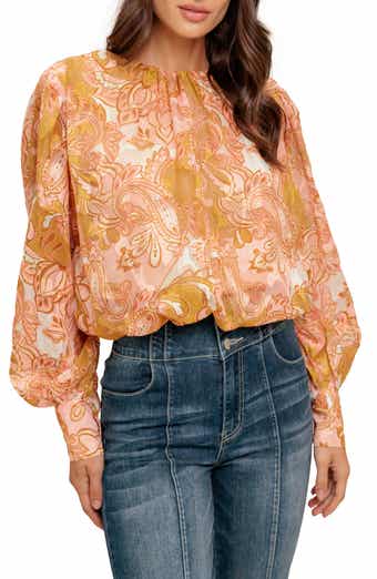 FLYING TOMATO Print Jacquard Long Sleeve Top
