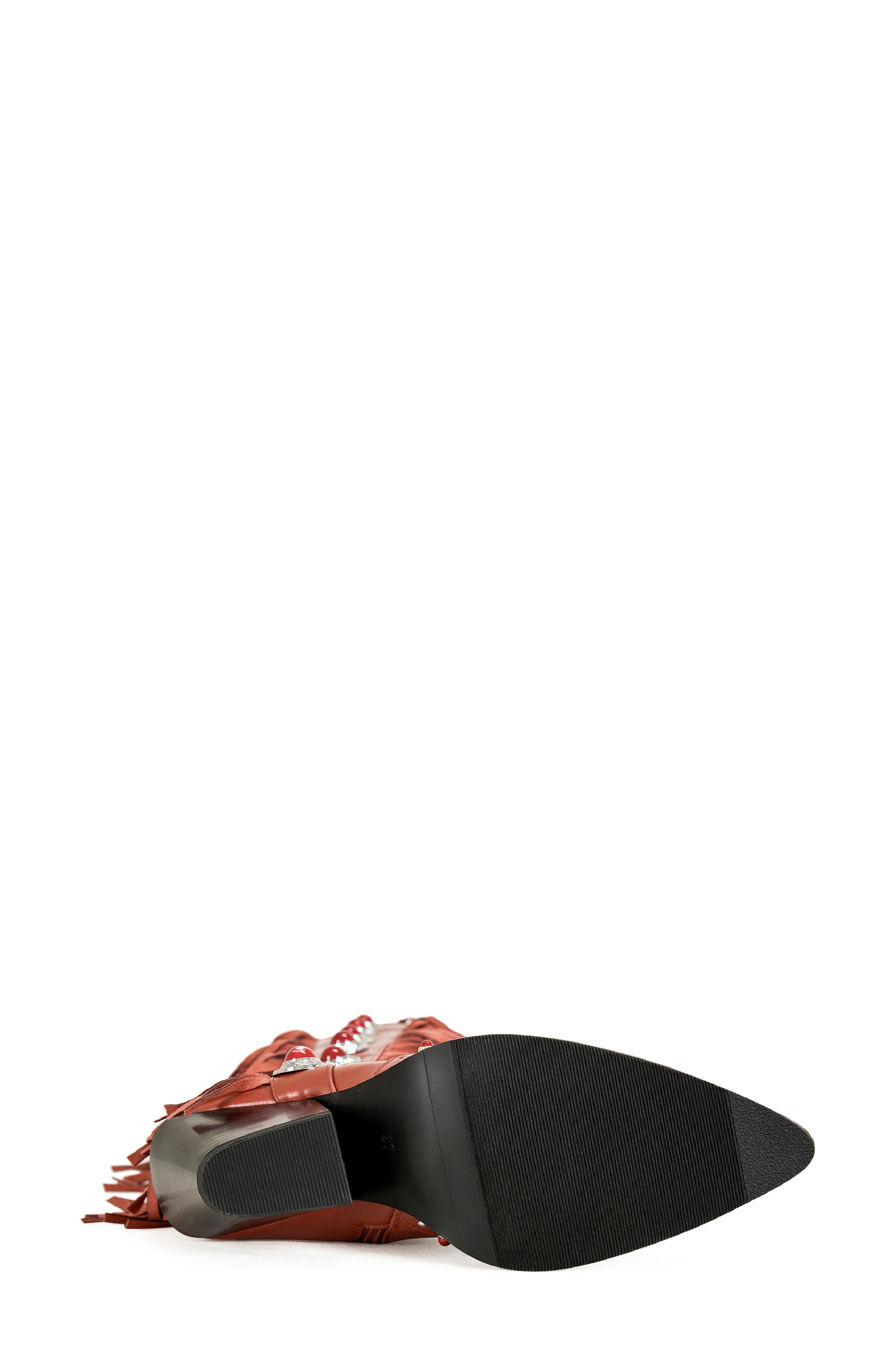 AZALEA WANG Pelagius Fringe Western Boot, Alternate, color, Red