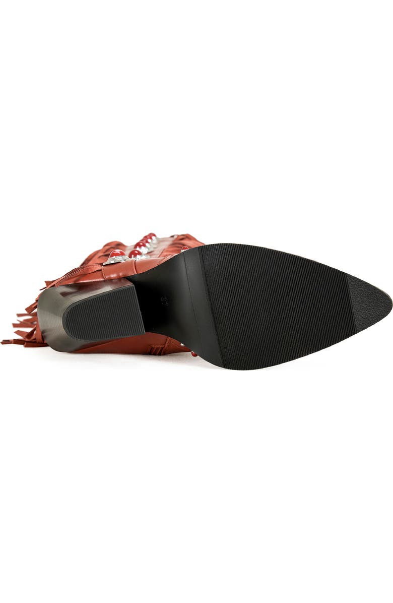AZALEA WANG Pelagius Fringe Western Boot, Alternate, color, Red