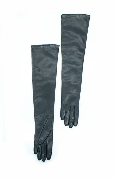 Made in Italy long leather gloves with cashmere lining