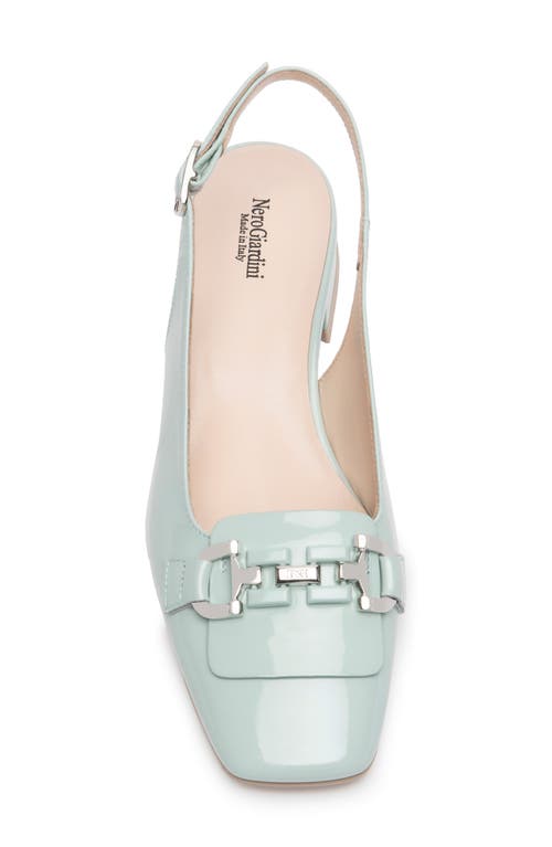 Nerogiardini Patent Leather Horsebit Slingback Pumps In Mint