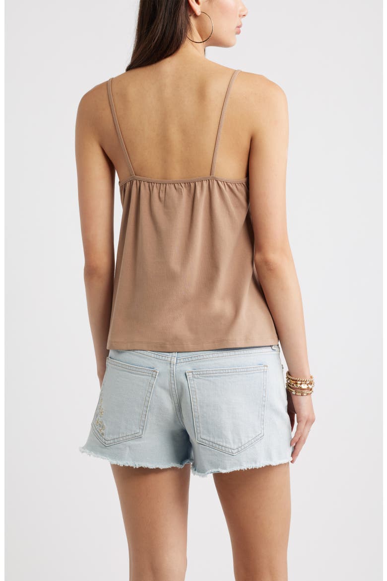 Lace Trim Stretch Cotton Camisole, Alternate, color, BROWN FRESCO