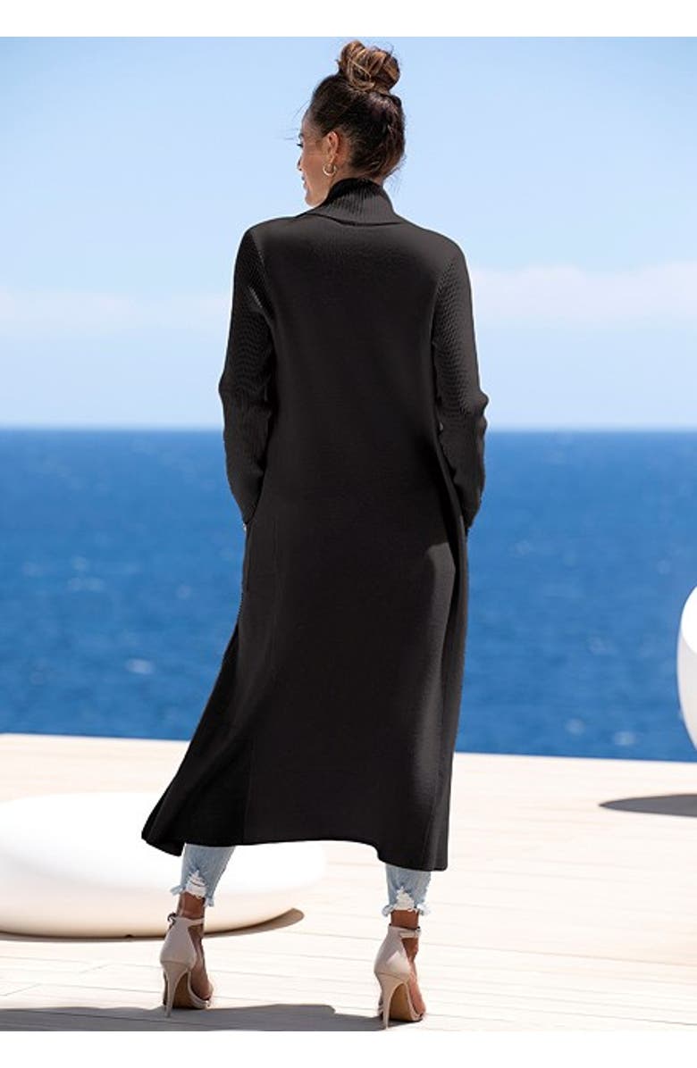 LASCANA Women's Long Knit Cardigan, Alternate, color, Black