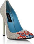 PHILIPP PLEIN Suede Strass Decollete High Heels Flame Women