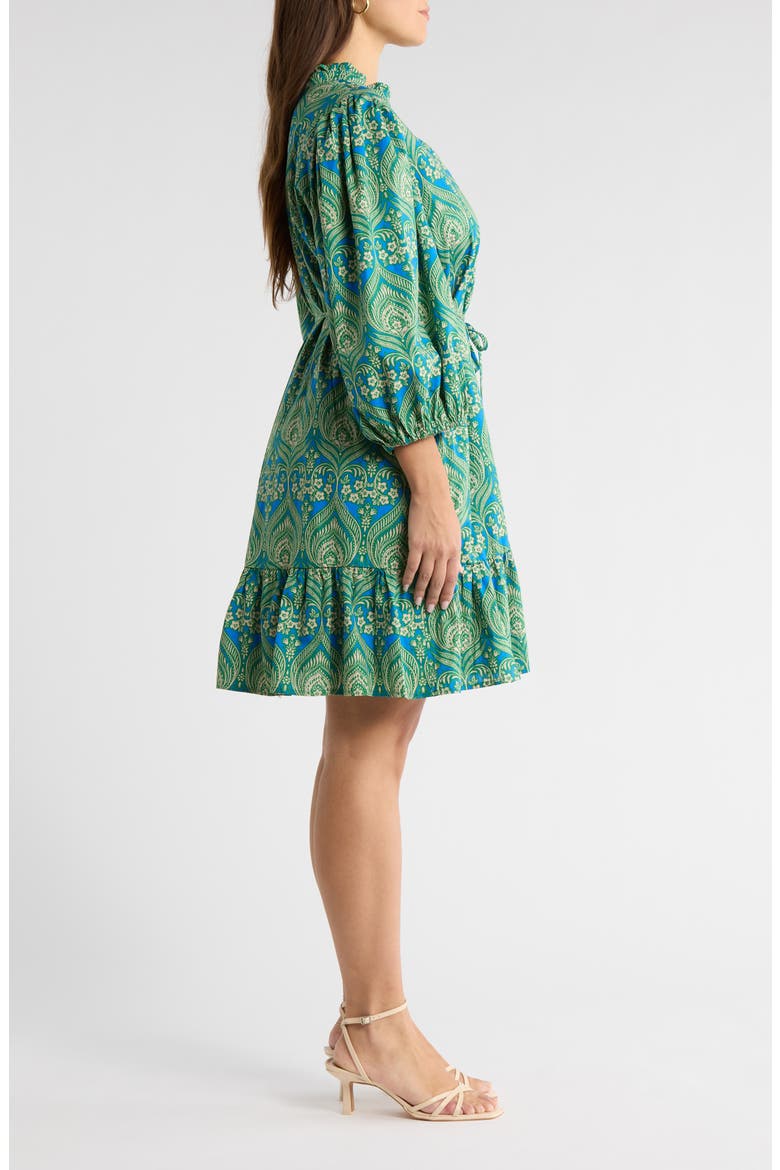 Nyra Jazlyn Paisley Split Neck Dress, Alternate, color, GREEN-BLUE-MULTI