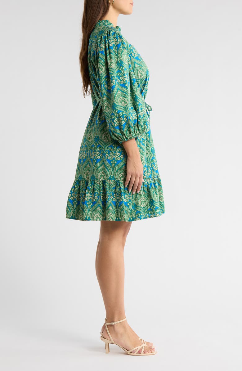 SUGARLIPS Nyra Jazlyn Paisley Split Neck Dress, Alternate, color, Green-Blue-Multi