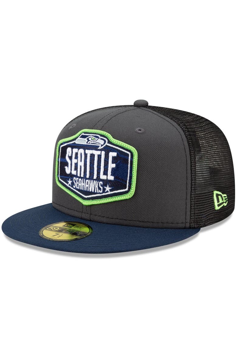 Men's New Era Graphite/College Navy Seattle Seahawks 2021 NFL Draft On-Stage 59FIFTY Fitted Hat, Alternate, color, Graphite