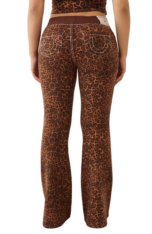 True Religion Leopard Print Flare Leg Jeans In Brown