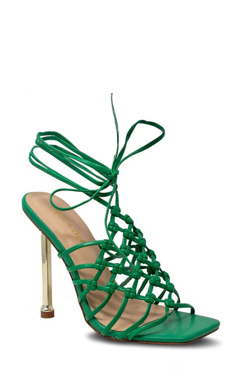 Caged Ankle Tie Sandal (Women)