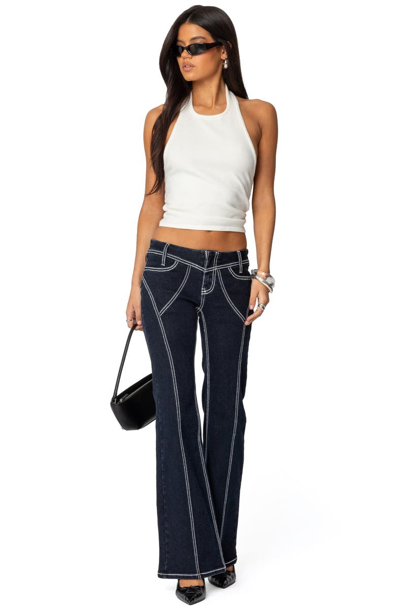 EDIKTED Twister Open Back Halter Top, Alternate, color, Cream