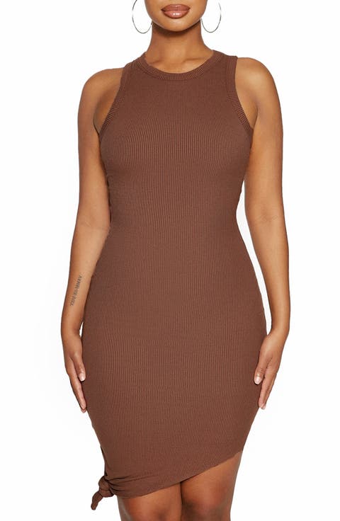 Side Tie Asymmetric Hem Tank Dress