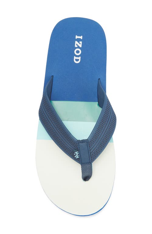 Izod Stripe Print Flip Flop Sandal In Navy/navy