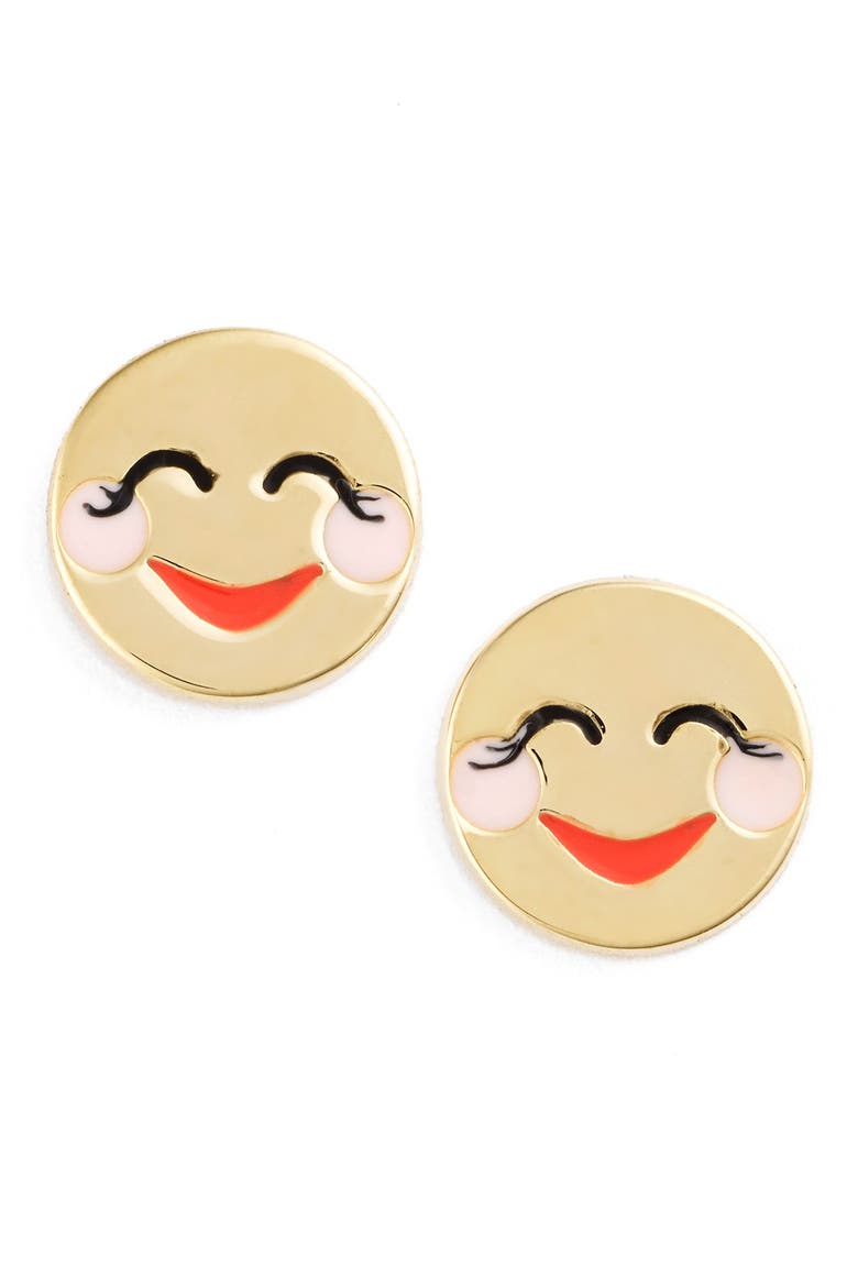 'tell all' emoji stud earrings, Main, color, GOLD- BLUSHING