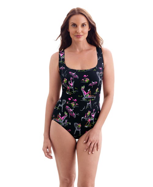 Longitude Triple X-back Tank Long Torso One-piece Swimsuit In Animal Print
