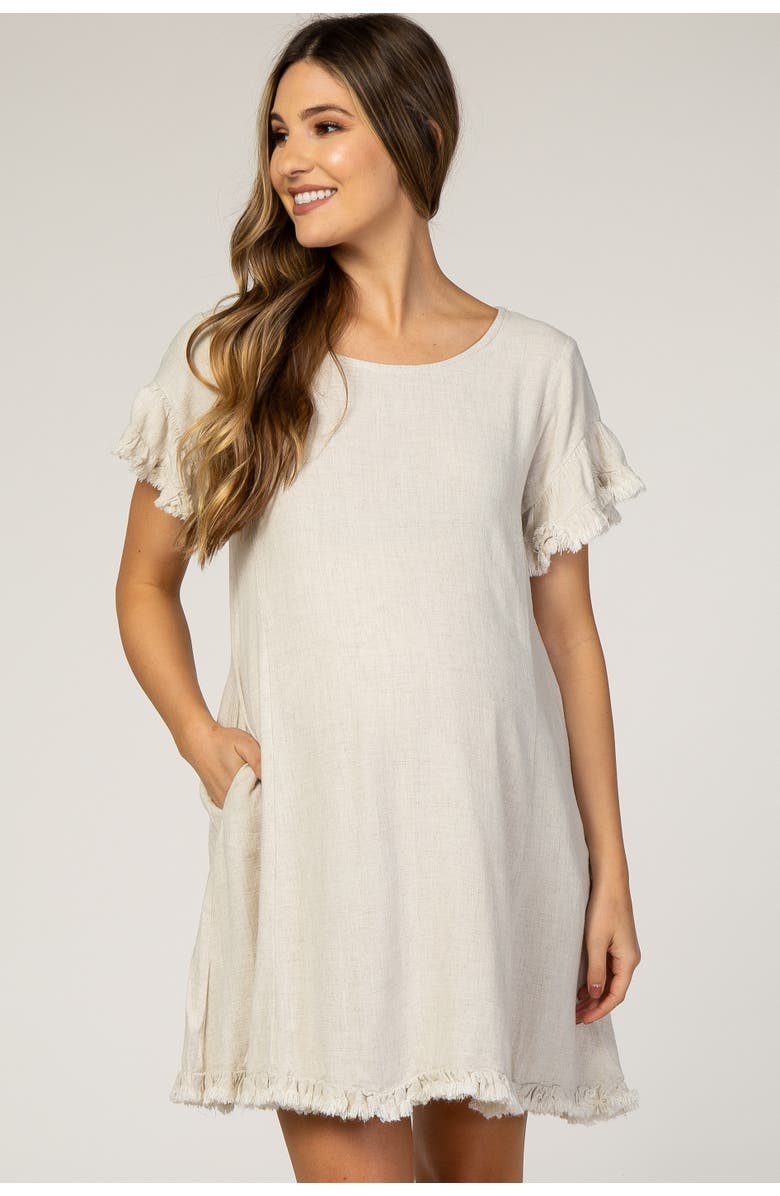 PinkBlush Fringe Linen Dress, Alternate, color, Beige