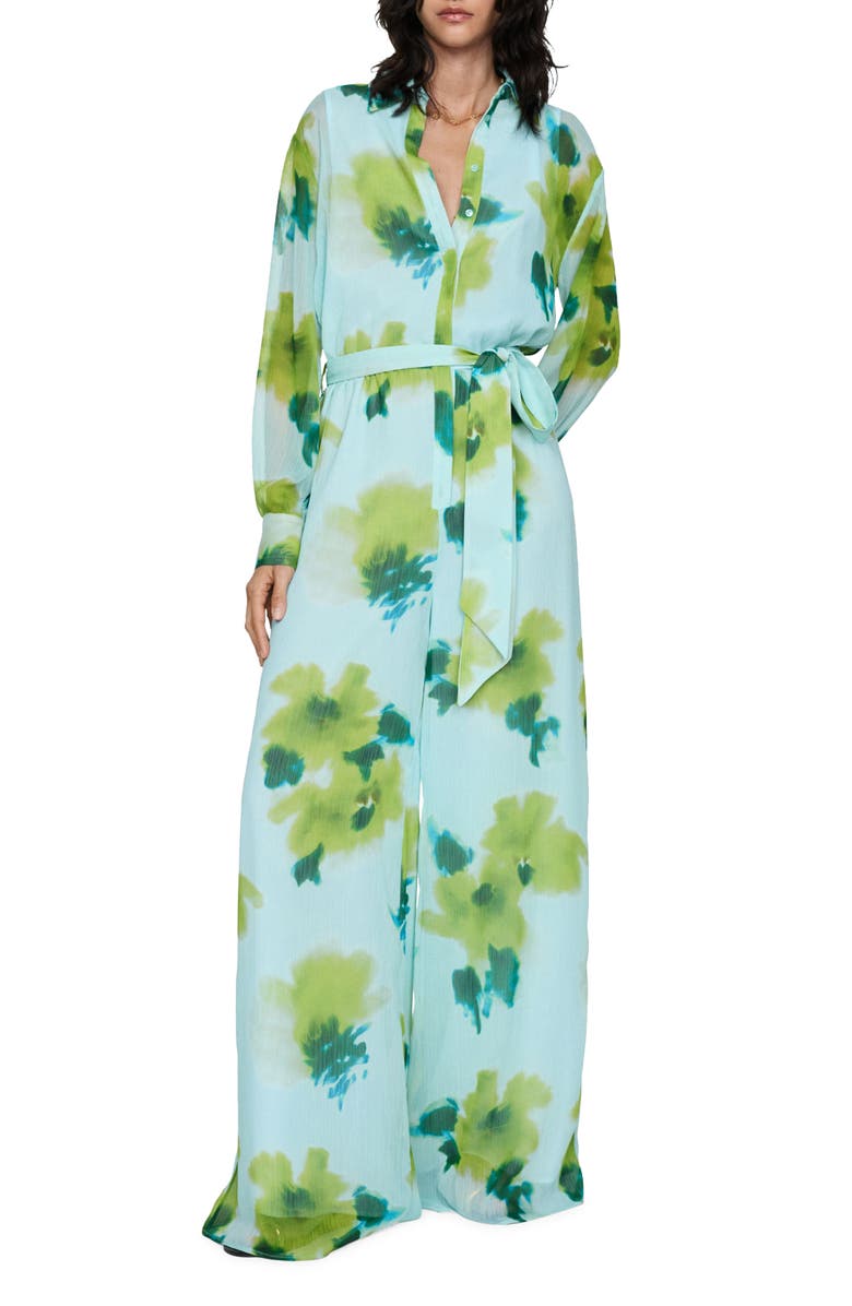 MANGO Floral Long Sleeve Jumpsuit, Main, color, 