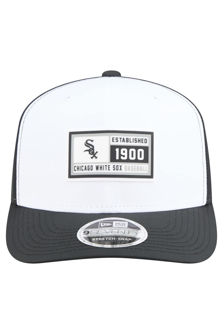 Men's New Era White/Black Chicago White Sox Established Patch 9SEVENTY Adjustable Hat, Alternate, color, White