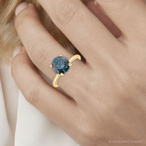 Bliss Diamond 1 1/2ct Round Blue Diamond Engagement Ring 14k Or Gold Lab Grown