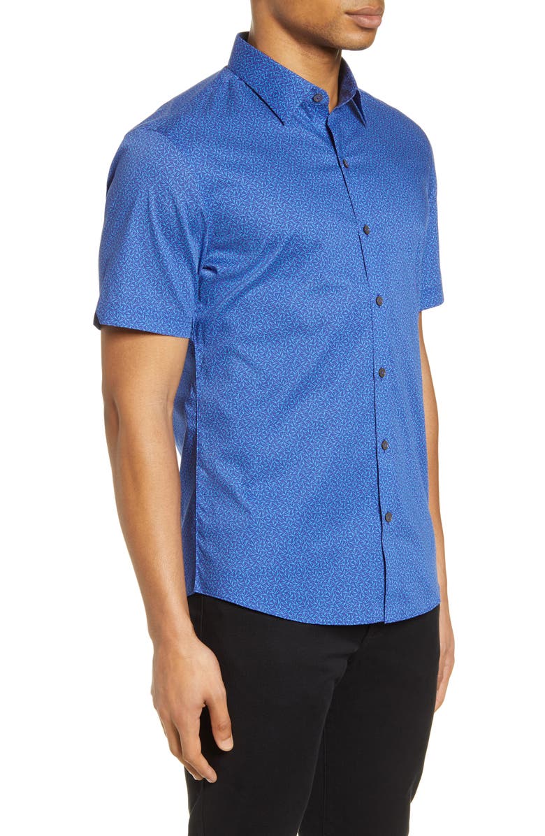 Zachary Prell Perbellini Classic Fit Geo Short Sleeve Stretch Button-Up Shirt, Alternate, color, 