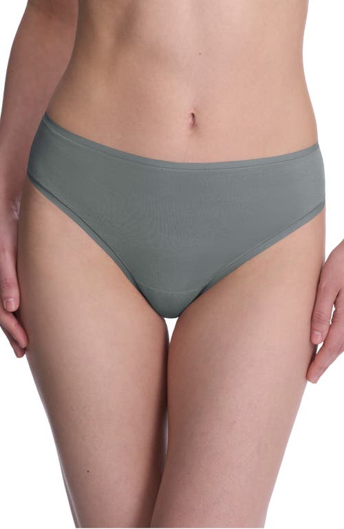Natori Bliss Bare Stretch Cotton Thong In Green