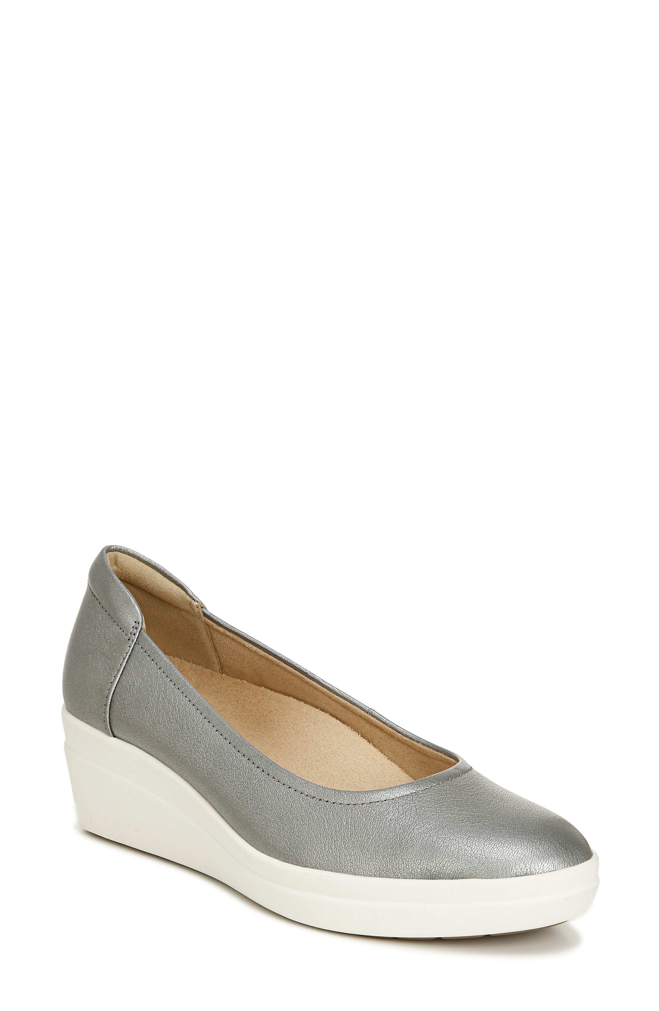 Susan Wedge Sneaker, Main, color, PEWTER LEATHER