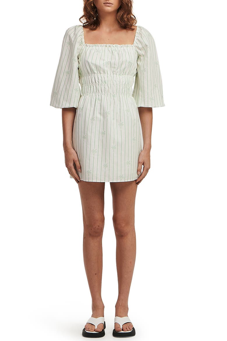 charlie holiday boheme dress Stripe Palm Linen & Cotton Minidress (Women) asos wedding guest dress