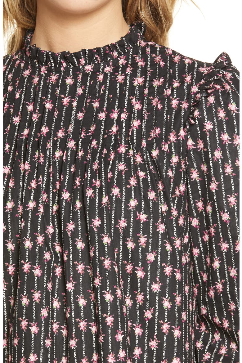 Wales Floral Stripe Long Sleeve Shift Dress, Alternate, color, BLACK WALLPAPER FLORAL