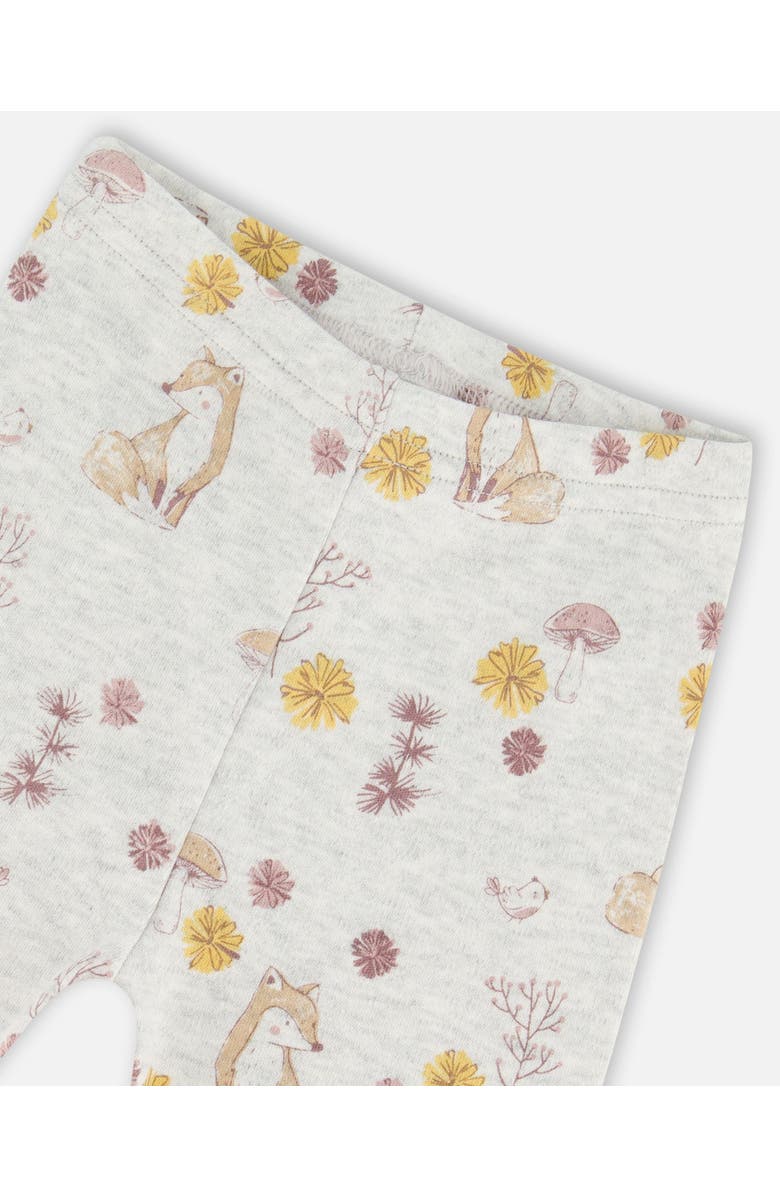 Deux par Deux Baby Girl's Organic Cotton Pointelle Top And Printed Leggings Set Woodrose With Fox, Alternate, color, 