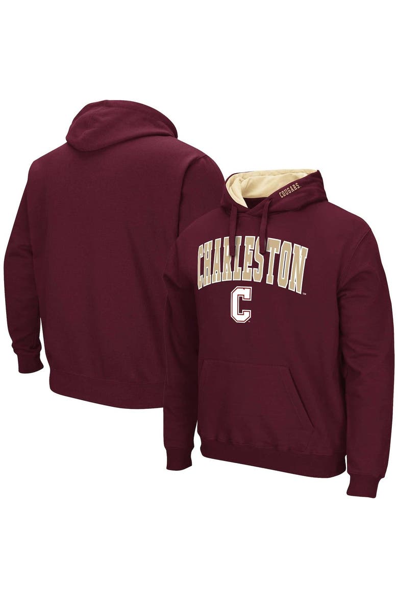 Men's Colosseum Maroon Charleston Cougars Arch & Logo 3.0 Pullover Hoodie, Main, color, Maroon