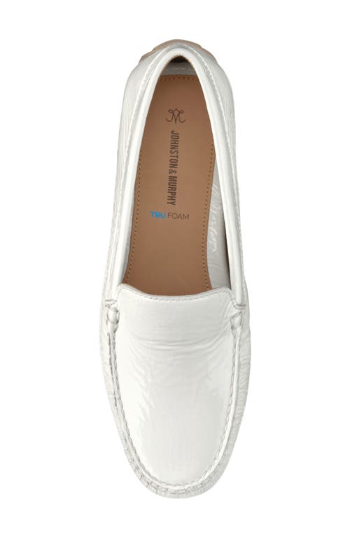 Johnston & Murphy Melanie Venetian Loafer In White Crinkled Patent Leather