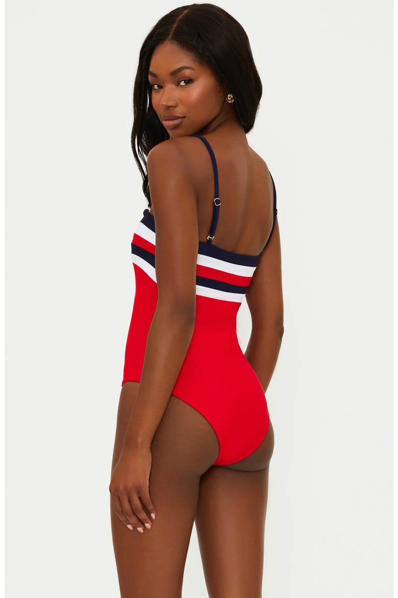 Jessa Stripe Rib One-Piece Swimsuit, Alternate, color, AMERICAN COLORBLOCK