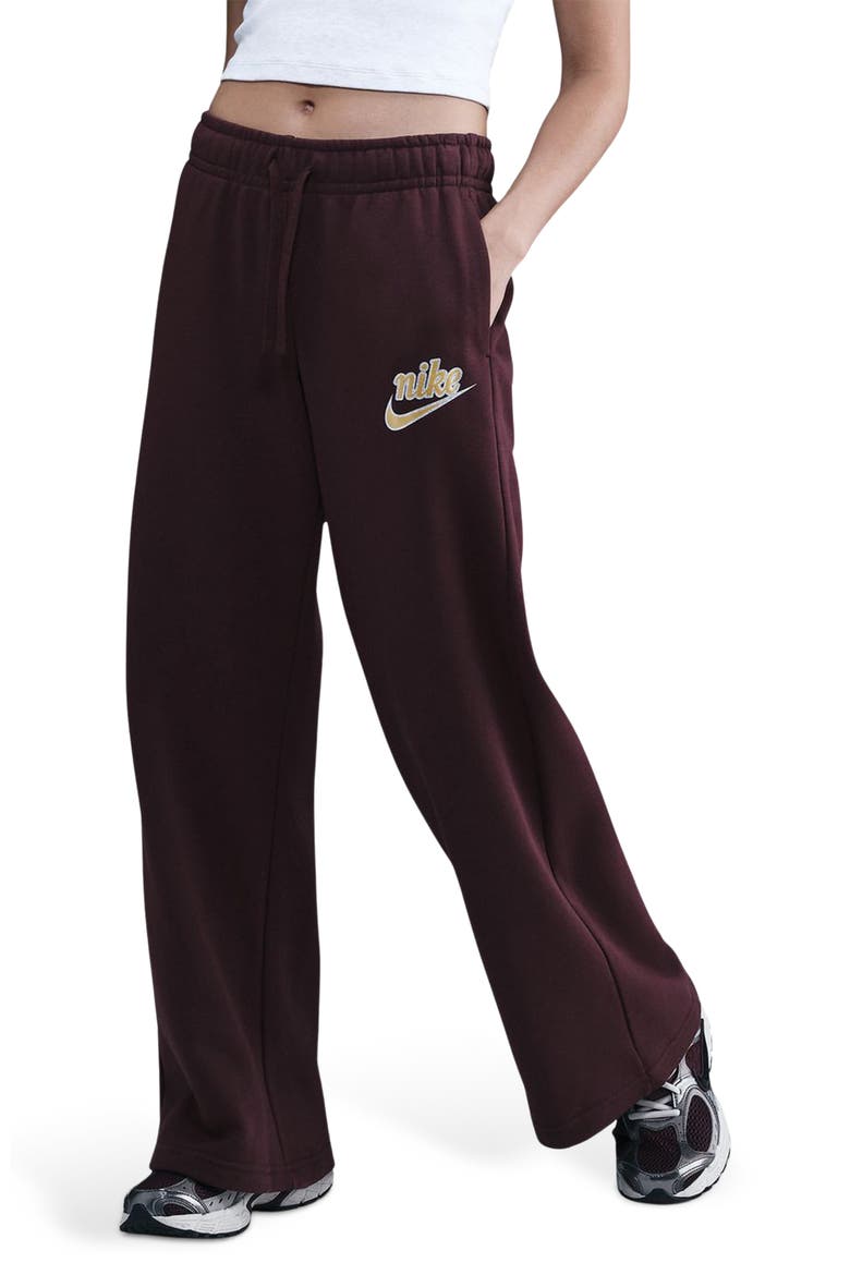 Club Logo Fleece Pants, Main, color, BURGUNDY CRUSH/ METALLIC GOLD
