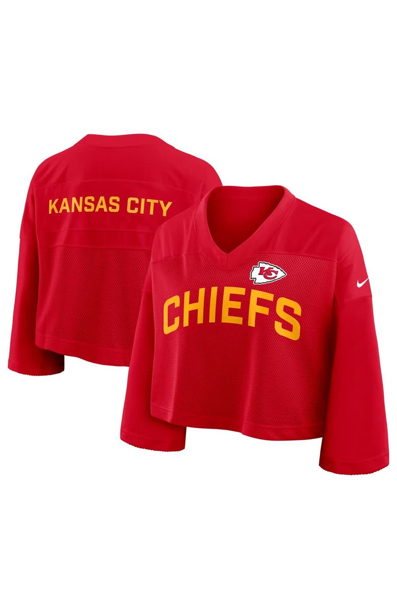 Nike Women's Nike Red Kansas City Chiefs Primetime Cropped Mesh Dri-FIT Fashion Jersey, Alternate, color, Red