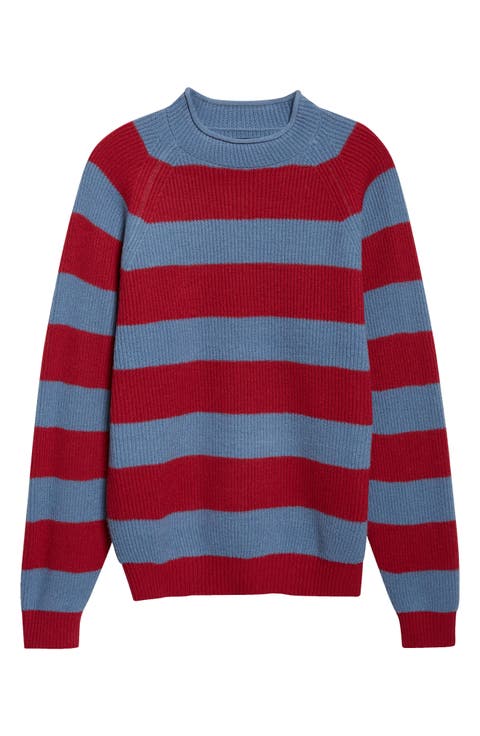 Stripe Roll Neck Rib Sweater