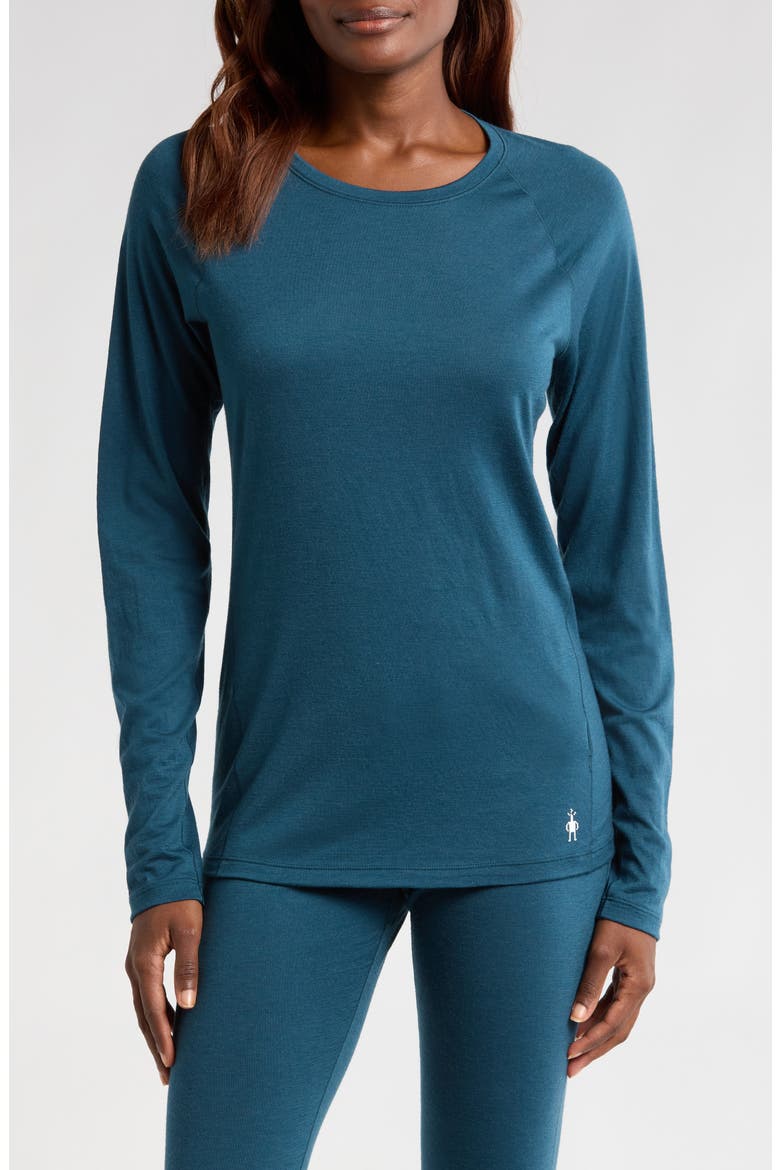 Classic All-Season Merino Wool Blend Base Layer Long Sleeve Top, Main, color, TWILIGHT BLUE