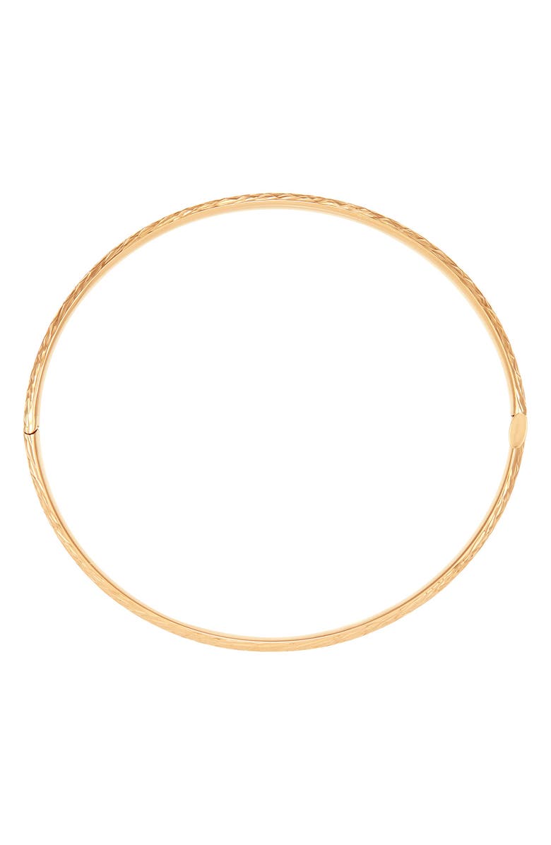 14K Gold Diamond Cut Hinged Bangle Bracelet