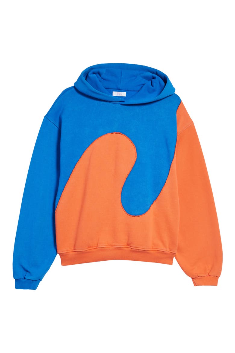 Spiral Oversize Cotton Blend Hoodie, Alternate, color, BLUE ORANGE