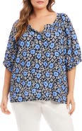 Karen Kane Floral Button-Up Peasant Top