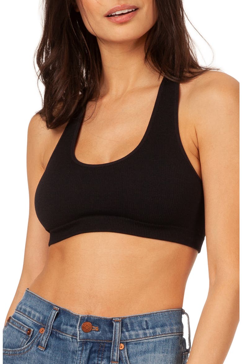The Seamless Racerback Bralette, Main, color, JET BLACK